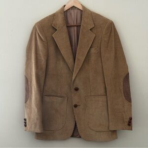 Gentry The Trimmer Fit Tan Corduroy Elbow Patches Sports Coat Blazer Size 35R